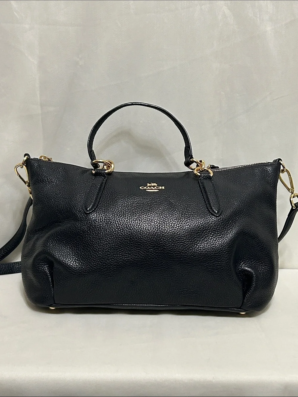 COACH ALLY SATCHEL PEBBLE LEATHER IN BLACK
